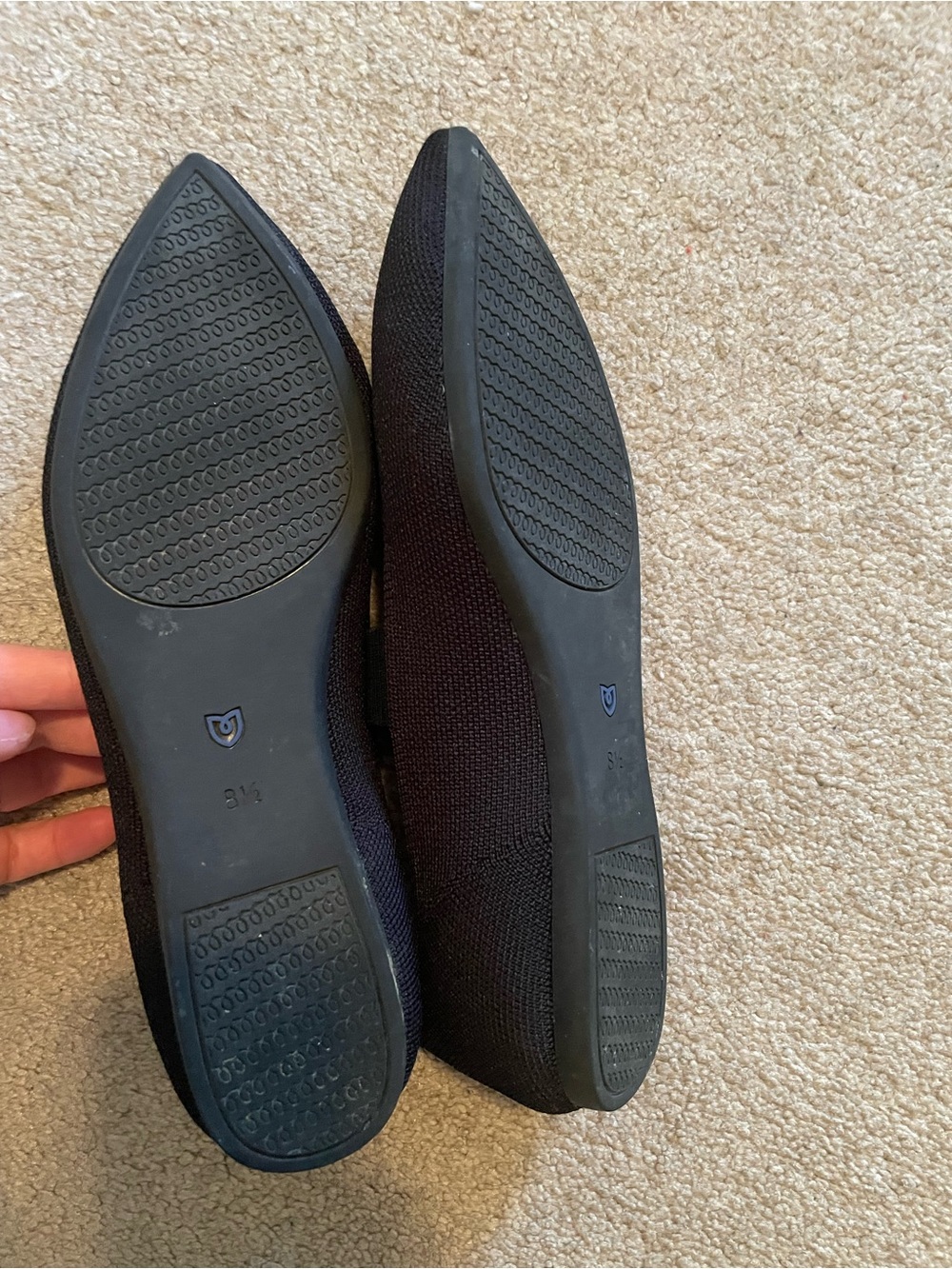 Black The Point Robthys Knit Ballet Flats with Elastic Strap - Picture 2 of 2